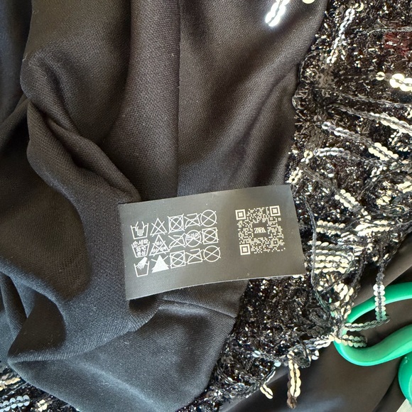 Zara Black Sequin Fringe Blouse - Picture 9 of 9
